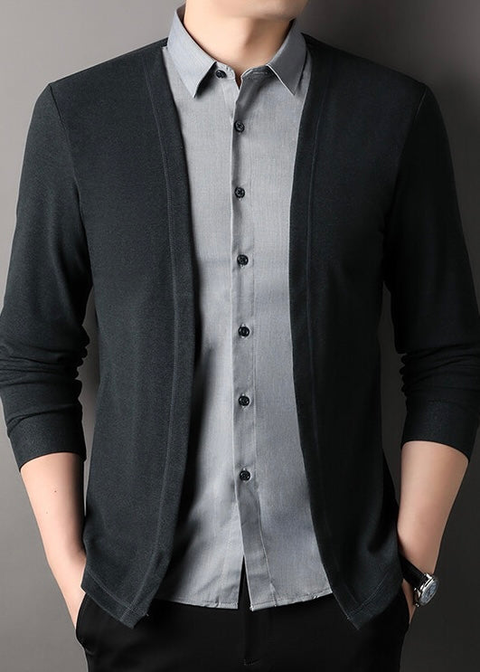 Men's Fake Two-Piece Sweater Shirt