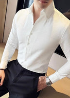 Men’s Long-Sleeve Business Casual Solid Shirt