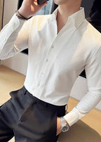Men’s Long-Sleeve Business Casual Solid Shirt