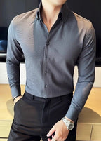 Men’s Long-Sleeve Business Casual Solid Shirt