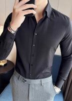 Men’s Long-Sleeve Business Casual Solid Shirt