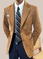 Men’s Vintage Suede Blazer – Slim Fit Business Casual Neapolitan Jacket