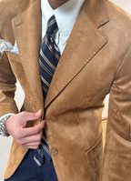 Men’s Vintage Suede Blazer – Slim Fit Business Casual Neapolitan Jacket