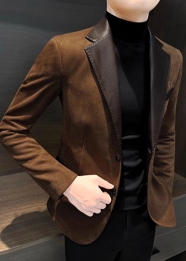 Men’s Suede-Look Casual Blazer – Luxe Autumn & Winter Street Elegance