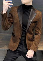 Men’s Suede-Look Casual Blazer – Luxe Autumn & Winter Street Elegance