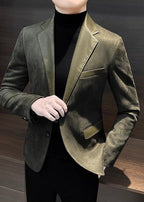 Men’s Suede-Look Casual Blazer – Luxe Autumn & Winter Street Elegance
