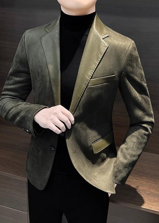 Men’s Suede-Look Casual Blazer – Luxe Autumn & Winter Street Elegance