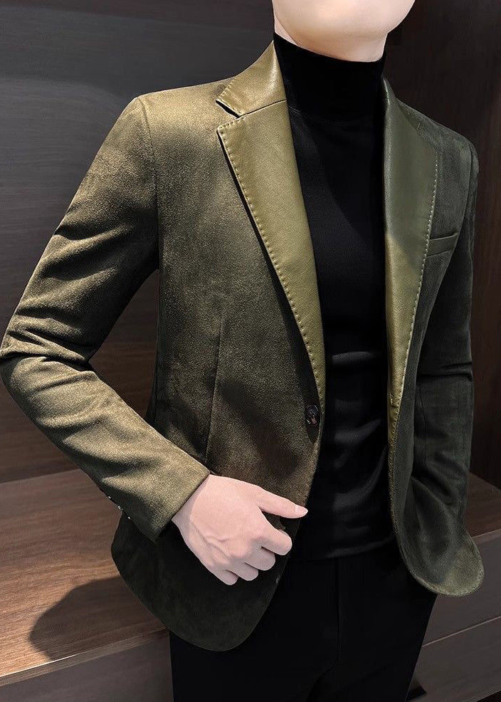 Men’s Suede-Look Casual Blazer – Luxe Autumn & Winter Street Elegance