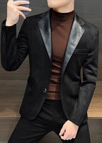 Men’s Suede-Look Casual Blazer – Luxe Autumn & Winter Street Elegance