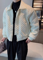 Men’s Quilted Collar Cotton Jacket — Winter Premium Short Puffer, Lightweight Luxe Moto-Style Coat