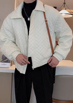 Men’s Quilted Collar Cotton Jacket — Winter Premium Short Puffer, Lightweight Luxe Moto-Style Coat