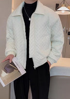 Men’s Quilted Collar Cotton Jacket — Winter Premium Short Puffer, Lightweight Luxe Moto-Style Coat