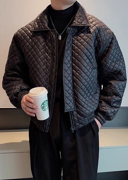Men’s Quilted Collar Cotton Jacket — Winter Premium Short Puffer, Lightweight Luxe Moto-Style Coat