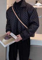 Men’s Quilted Collar Cotton Jacket — Winter Premium Short Puffer, Lightweight Luxe Moto-Style Coat