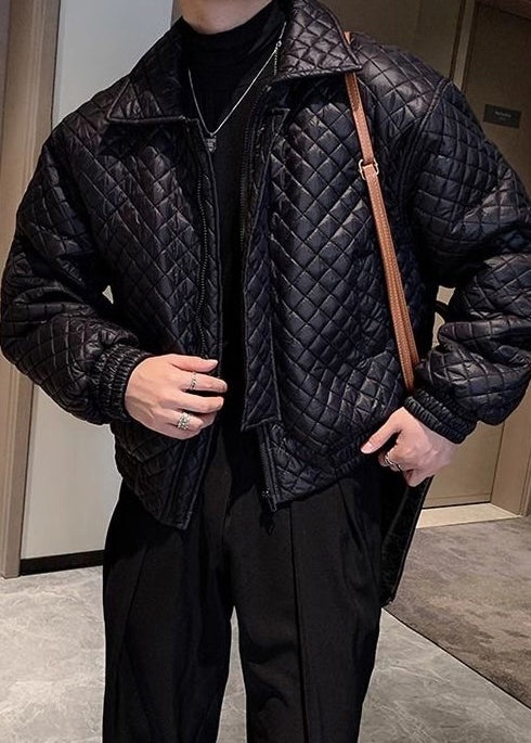 Men’s Quilted Collar Cotton Jacket — Winter Premium Short Puffer, Lightweight Luxe Moto-Style Coat