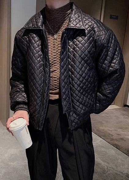 Men’s Quilted Collar Cotton Jacket — Winter Premium Short Puffer, Lightweight Luxe Moto-Style Coat