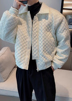 Men’s Quilted Collar Cotton Jacket — Winter Premium Short Puffer, Lightweight Luxe Moto-Style Coat