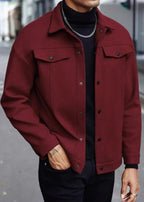 Mens Wool-Blend Collar Jacket – Fall/Winter Casual Business Sport Outerwear