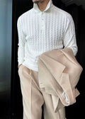 Men's "Old Money" Aesthetic Polo-Collar Cable Knit Sweater - Premium Merino Wool Blend