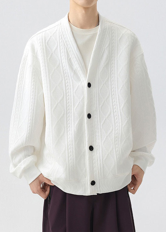 Men’s Double-Layer Cable Knit Cardigan Jacket – Casual Smart Streetwear Outerwear