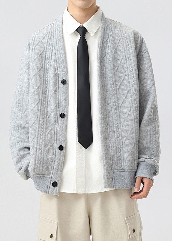 Men’s Double-Layer Cable Knit Cardigan Jacket – Casual Smart Streetwear Outerwear