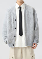 Men’s Double-Layer Cable Knit Cardigan Jacket – Casual Smart Streetwear Outerwear