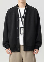 Men’s Double-Layer Cable Knit Cardigan Jacket – Casual Smart Streetwear Outerwear