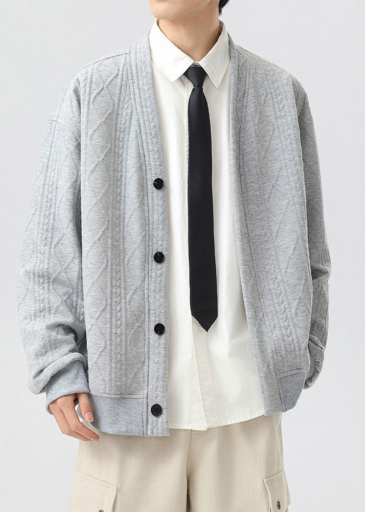 Men’s Double-Layer Cable Knit Cardigan Jacket – Casual Smart Streetwear Outerwear