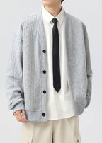 Men’s Double-Layer Cable Knit Cardigan Jacket – Casual Smart Streetwear Outerwear