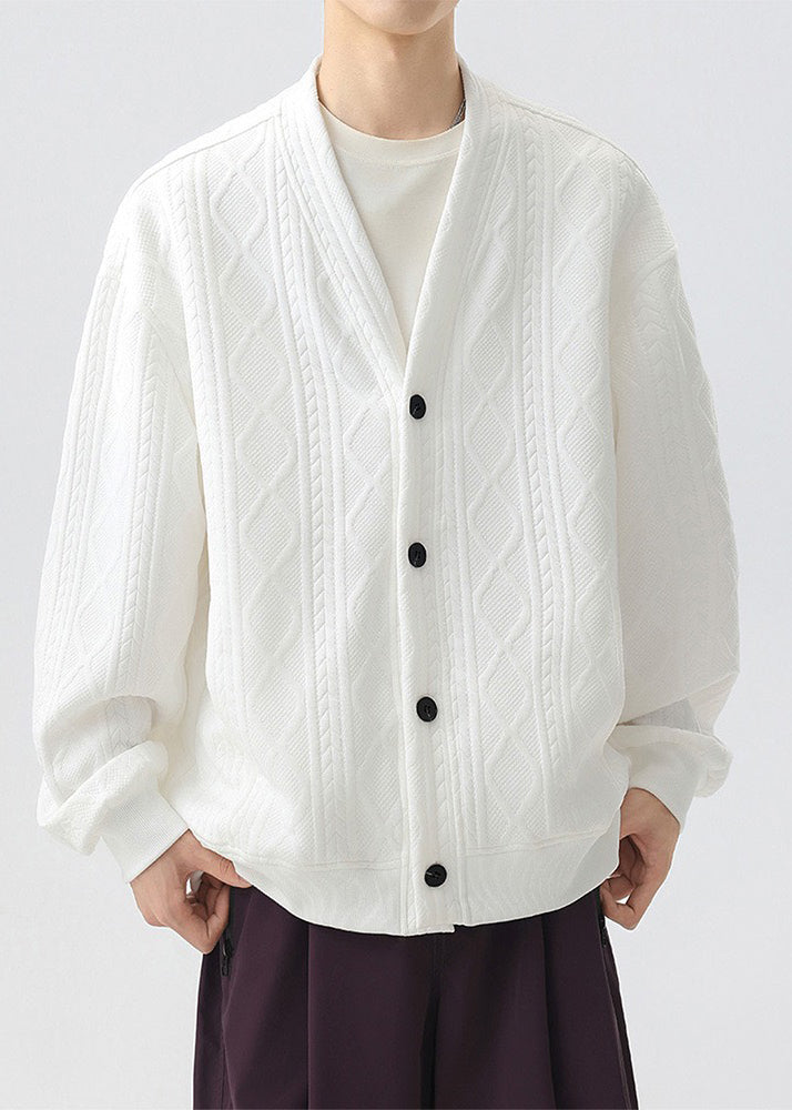 Men’s Double-Layer Cable Knit Cardigan Jacket – Casual Smart Streetwear Outerwear