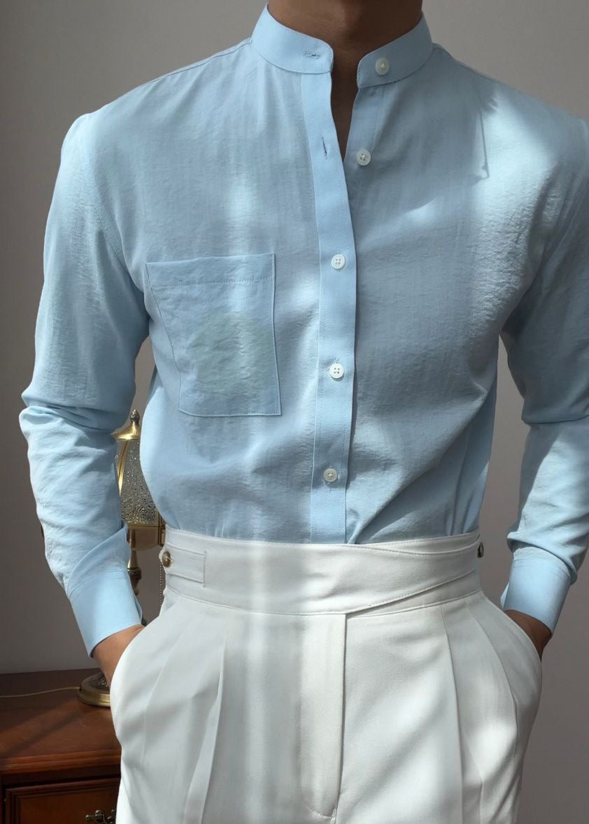 Men's Retro Mandarin Collar Shirt | Summer Resort Casual Style