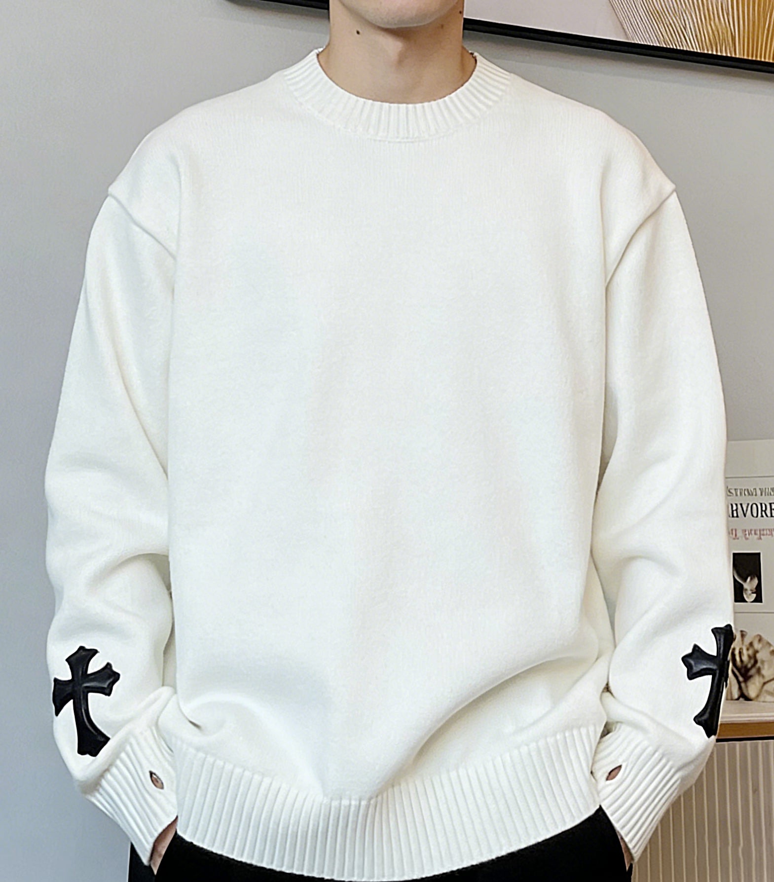 Comfortable and Stylish Crew Neck Pullover Knit Top