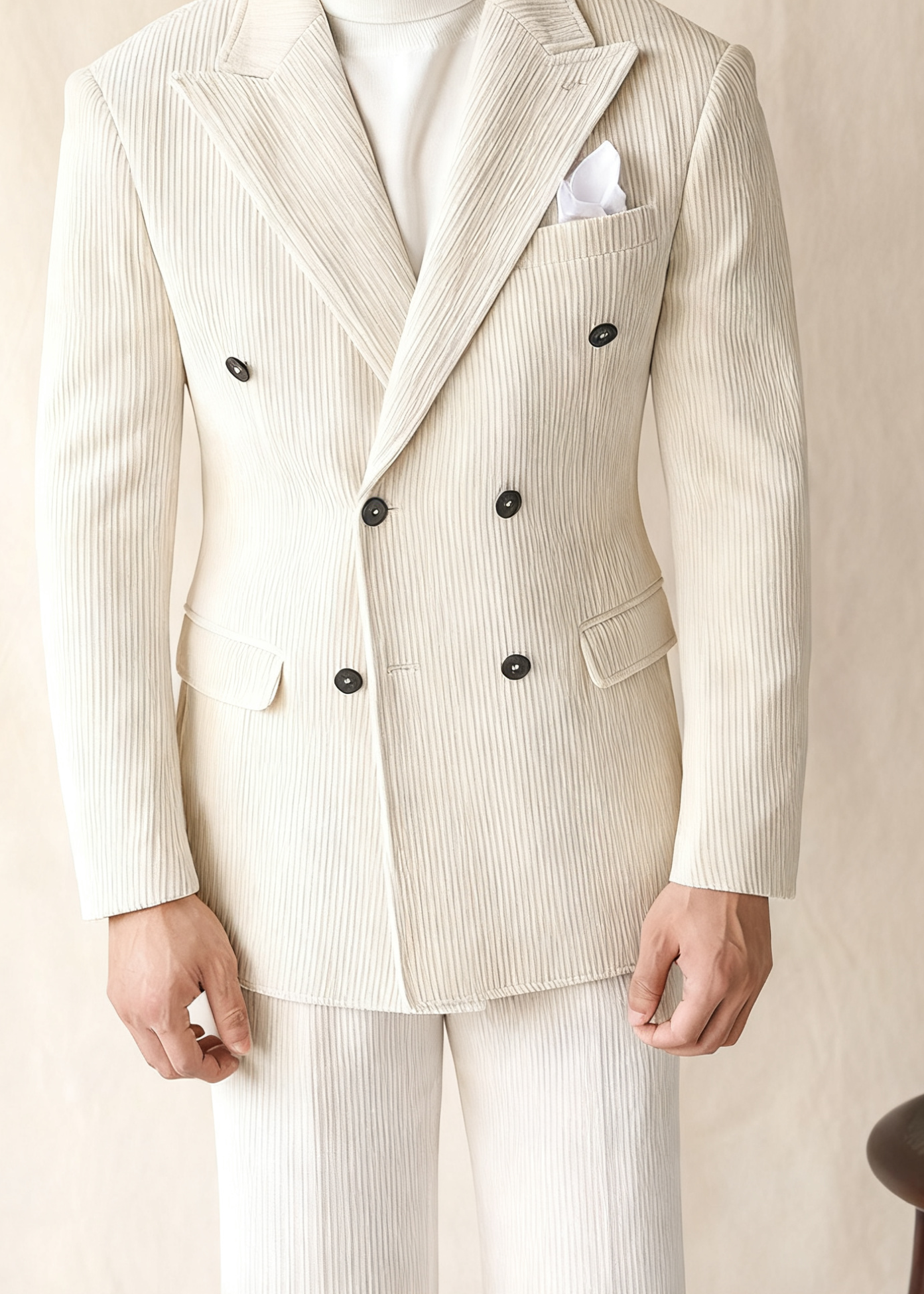 Naples Double-Breasted Corduroy Suit Jacket for Men – Winter Business & Casual Italian Lapel