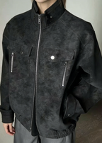 Men’s Casual Moto-Style Faux Leather Jacket – Stand Collar Spring/Autumn Trend Coat