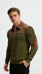 Men’s Half-Zip Lapel Pullover Sweatshirt