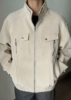 Men’s Casual Moto-Style Faux Leather Jacket – Stand Collar Spring/Autumn Trend Coat