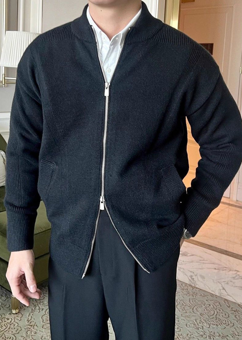 Men’s Knitted Cardigan Jacket — Breathable Business Casual Sweater, Soft, Elastic & Wrinkle-Free