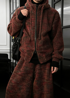 Vintage Vibes Chunky Knit Co-ord Set - Hooded Sweater & Wide Leg Pants