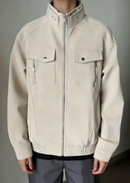 Men’s Casual Moto-Style Faux Leather Jacket – Stand Collar Spring/Autumn Trend Coat