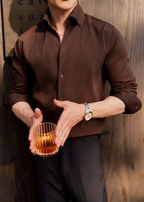 Men’s Premium Striped V-Neck Stand Collar Shirt — Elegant Modern Fit for Business & Leisure