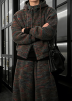Vintage Vibes Chunky Knit Co-ord Set - Hooded Sweater & Wide Leg Pants