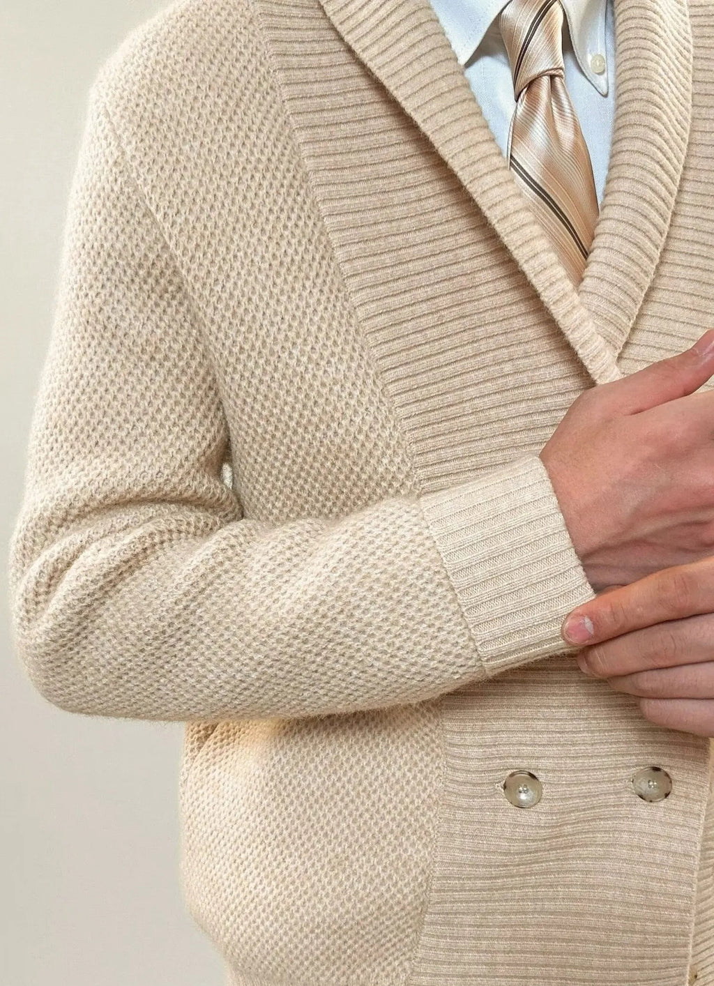 Double-Breasted Shawl Collar Knit Cardigan Jacket