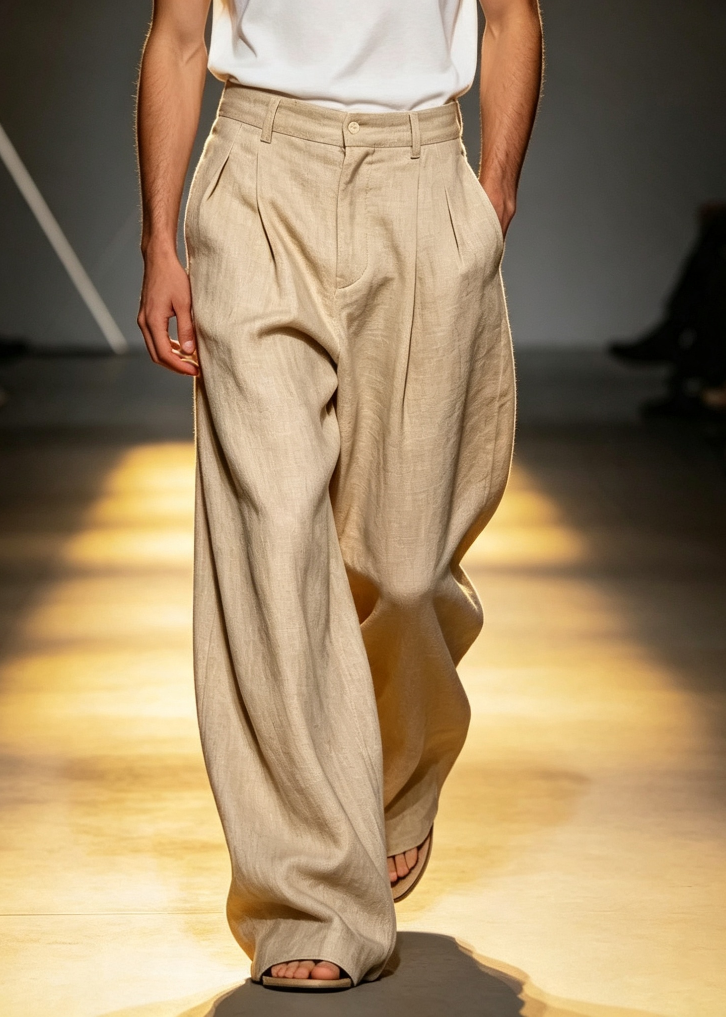 Men's Old Money Linen Wide Leg Trousers | Breathable Casual Pants