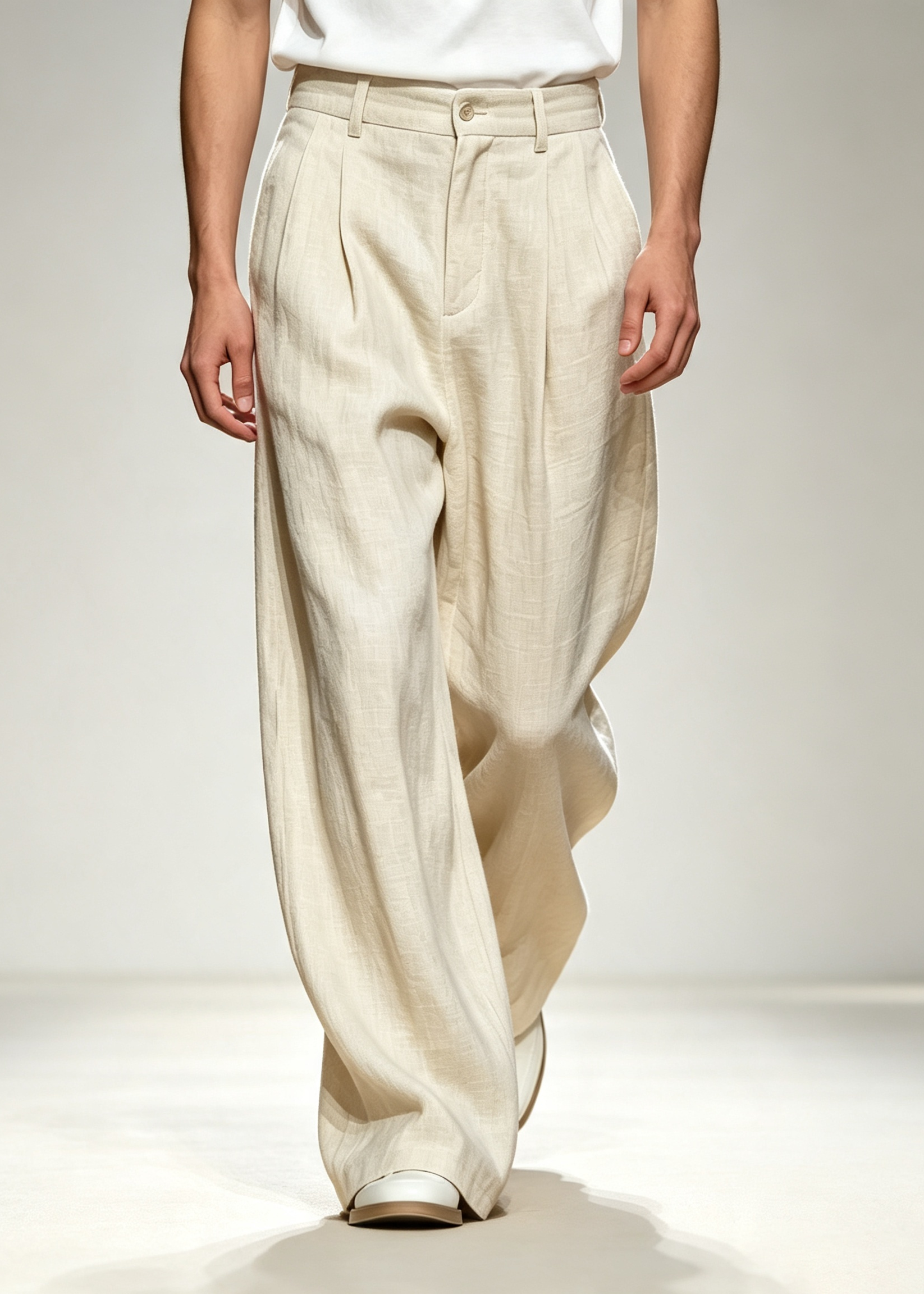 Men's Old Money Linen Wide Leg Trousers | Breathable Casual Pants