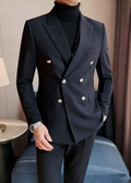 Men’s Double-Breasted Casual Blazer – Premium British Style Business Slim Fit Suit Jacket for Spring & Autumn