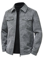 Men’s Retro PU Leather Shirt Jacket – Casual American Workwear Style