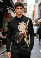 Luxury 3D Butterfly Rhinestone Shirt-Premium Long Sleeve Designer Shirt