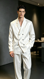 Men’s Smooth Silk-Feel Casual Suit Set