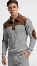 Men’s Half-Zip Lapel Pullover Sweatshirt