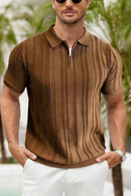 Men's Business Casual Half-Zip Knitted Short Sleeve Polo